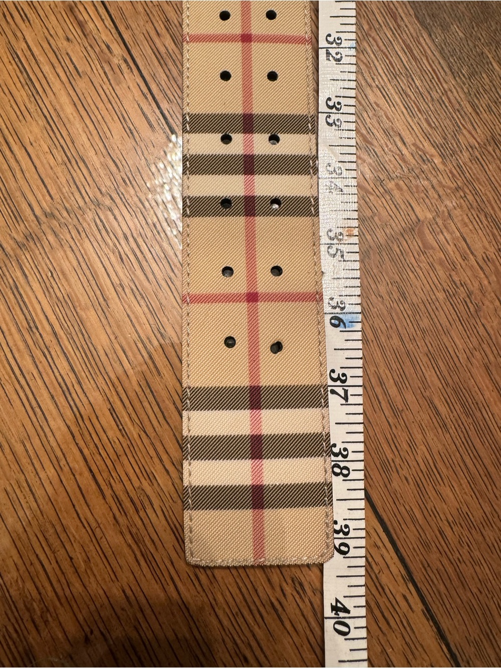 NEW Burberry Beige Nova Check Leather Belt with Polished Silver Buckle - Picture 2 of 3
